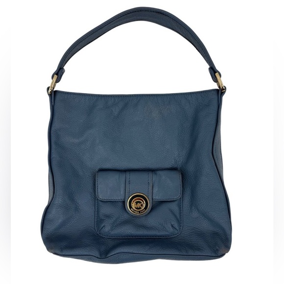 NWOT Michael Kors Pushlock Dusty Blue Shoulder Bag - Picture 1 of 7